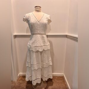 Lulu’s White Lace Eyelet Maxi Dress